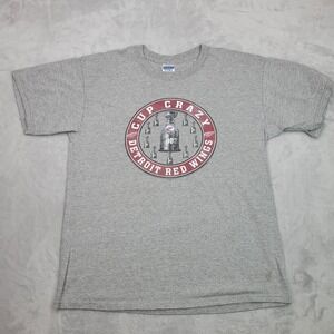 Detroit Red Wings Shirt Mens Large Grey NHL Hockey Team Crew Vintage 2002 Adult